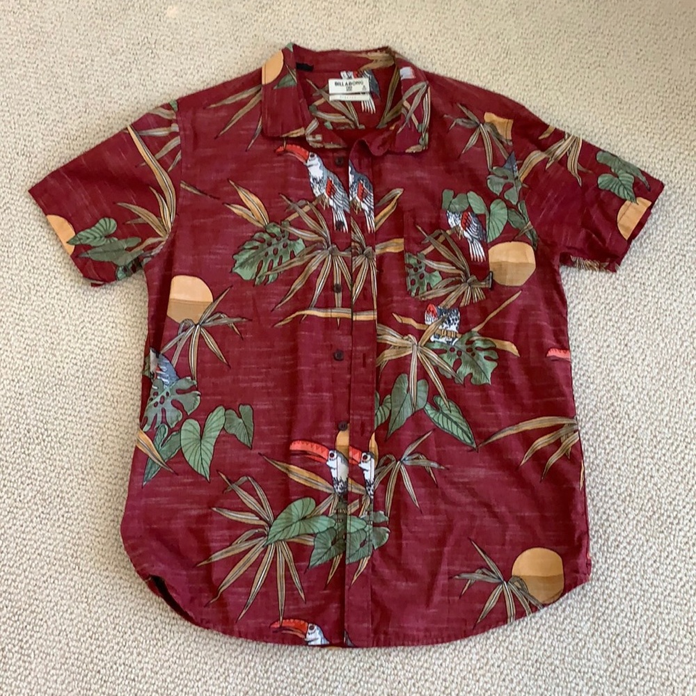 Red Billabong aloha shirt button up